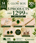Glow Box 14 August Sale 5 Products Combo Set – White Stone Ring, Green Stone Ring, Bracelet, Earrings & Jhumka – 1299 Rs