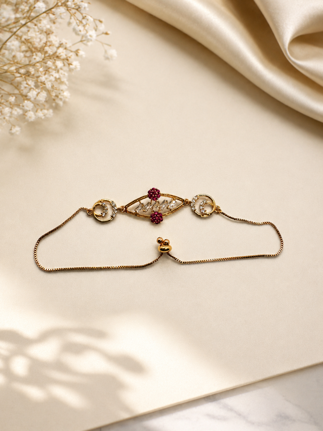 Ruby Bloom Adjustable Gold-Plated Bracelet