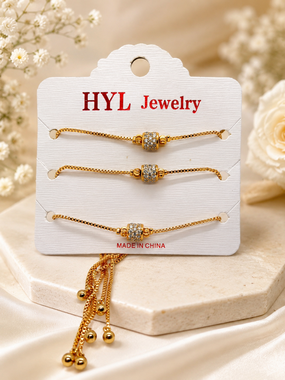 Luxury Gold-Plated Crystal Slider Bracelet