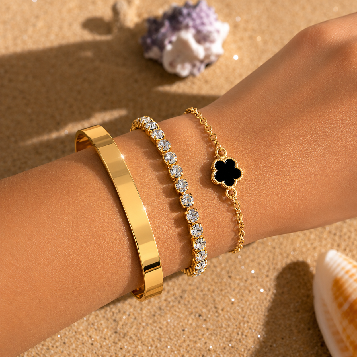 Luxury Adjustable Gold Bracelet Set for Women