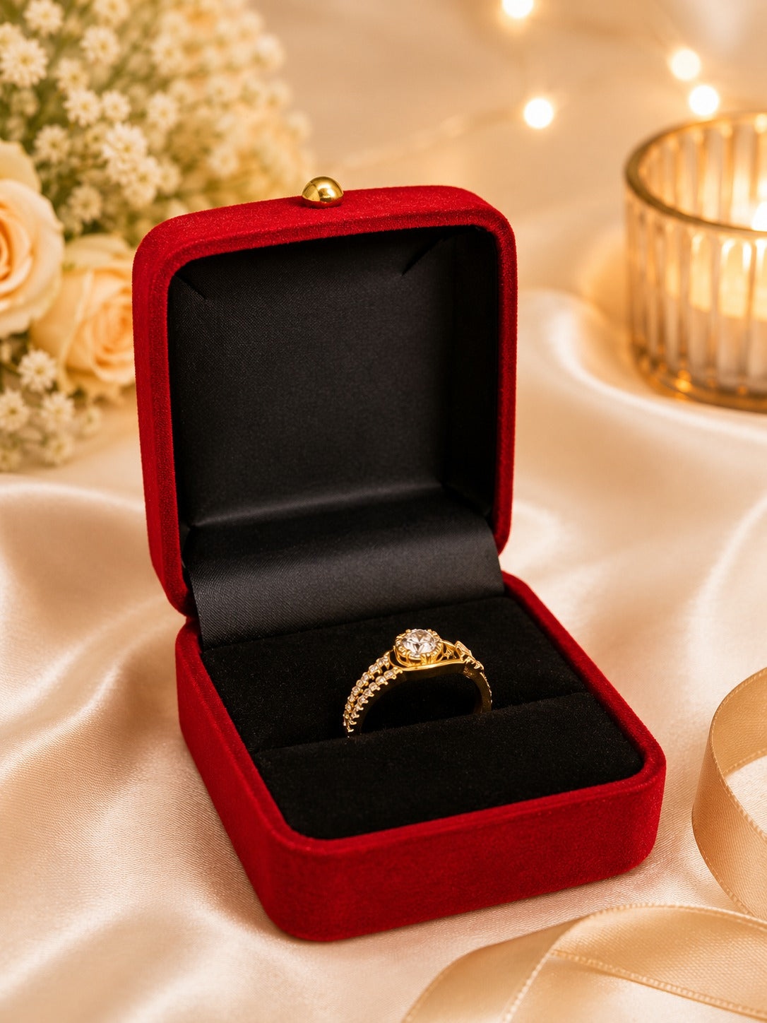 Elegant Gold Touch  Zirconin  Ring
