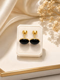 Elegant Black Oval Stud Earrings