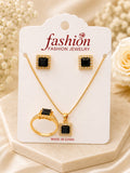 Glow Box Luxury Black Square Crystal Jewelry Set for Women