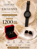 Glow Box Exclusive Black Jewelry Deal – Watch, Ring & Earrings