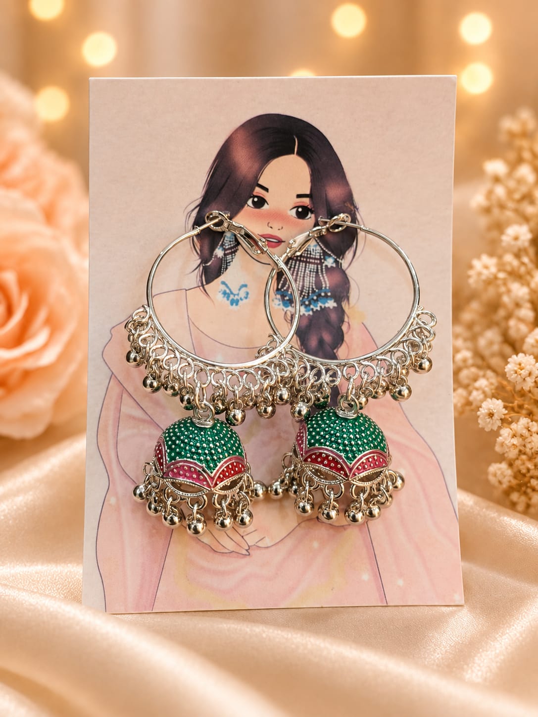 Multicolor Traditional Jhumka Hoop Earrings for Women