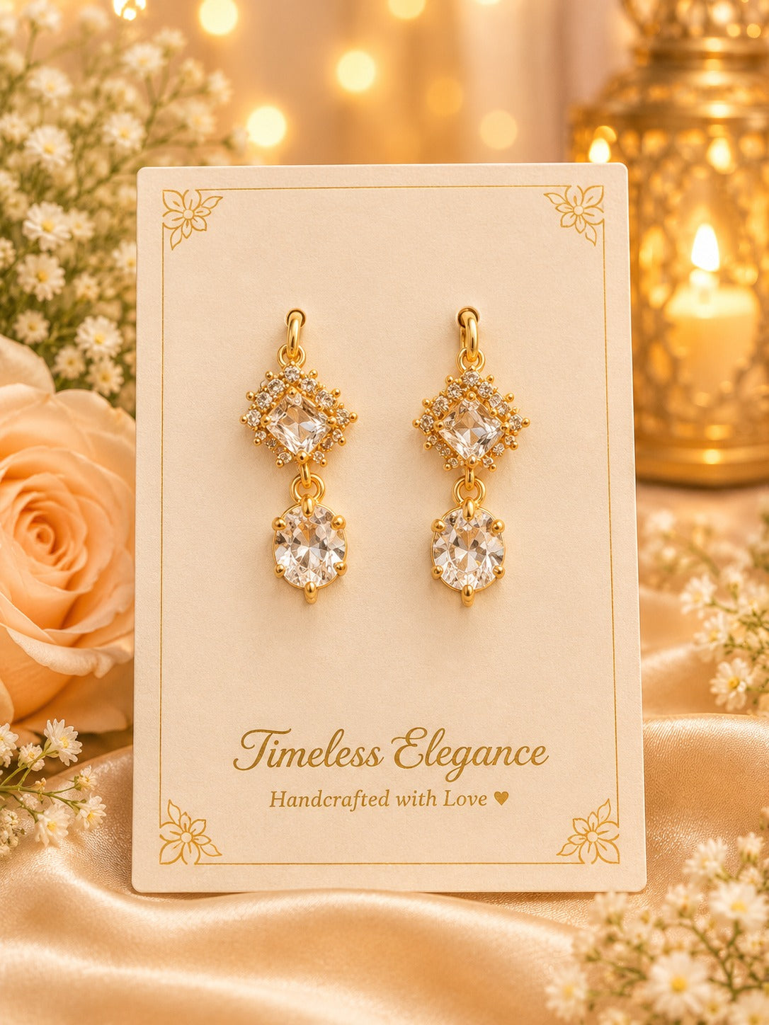 Premium Gold-Plated Crystal Drop Earrings for Women