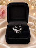 Premium Silver Crystal Adjustable Open Cuff Ring for Women