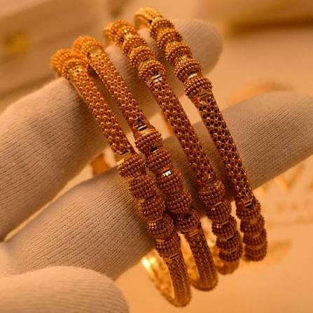 Luxury Textured Gold Bangles Set