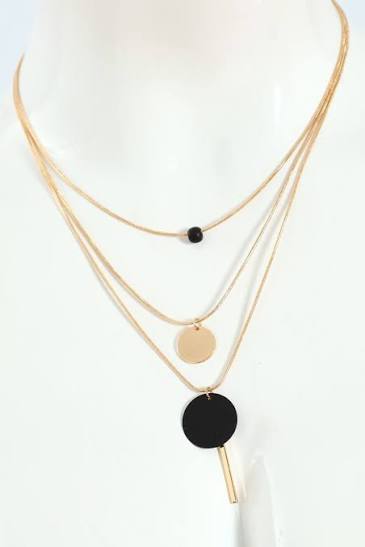 Luxury Layered Black & Gold Pendant Necklace